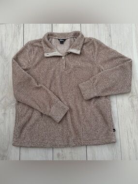 Eddie Bauer Oatmeal Plush Pullover Pockets Women’s Large Cozy Comfy Fall